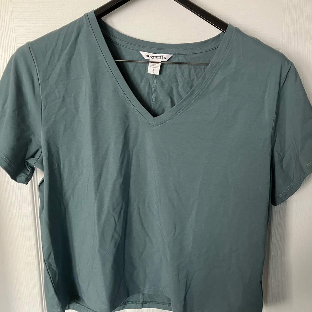 Athleta Green Crop Top Short Sleeve T-Shirt NWOT